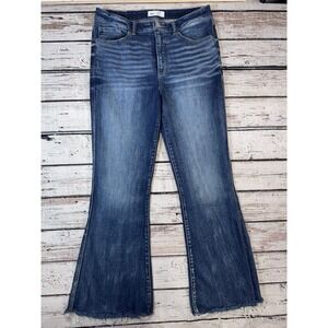 BKE Buckle Jeans Womens 33 Blue Billie Slim Fit High Rise Super Flare Raw Hem